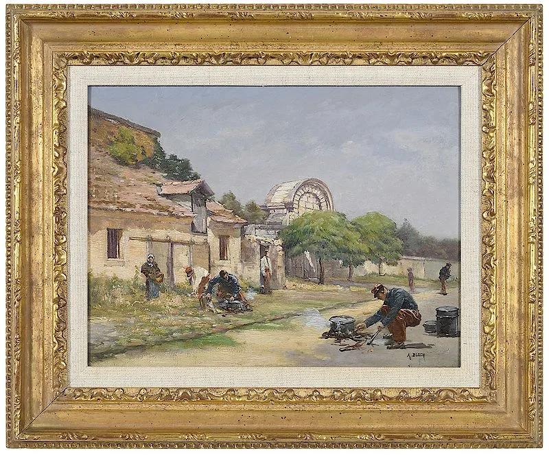 Alexandre Bloch, Soldiers Cooking, oil on panel