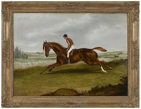 James Clark, Mr. D.E. Grace Darling, Winner/of the Kingstonbottom Steeple Chase/Rode by W.T.F. 1847, oil on canvas