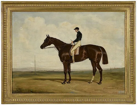 Charles Hancock, The Chestnut Thoroughbred Mundig, winner of the Derby Stakes at Epsom, 1835, oil on canvas