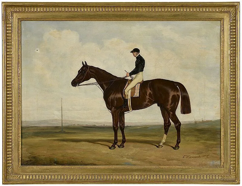 Charles Hancock, The Chestnut Thoroughbred Mundig, winner of the Derby Stakes at Epsom, 1835, oil on canvas