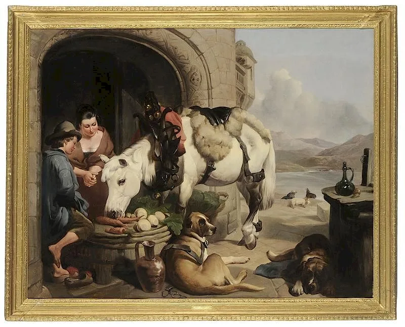 Refreshment by Edwin Henry Landseer, oil on canvas, sold May 2018