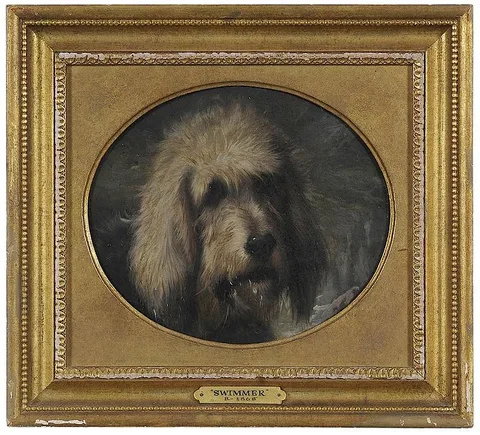 George Earl, The Otterhound Swimmer, oil on artist board