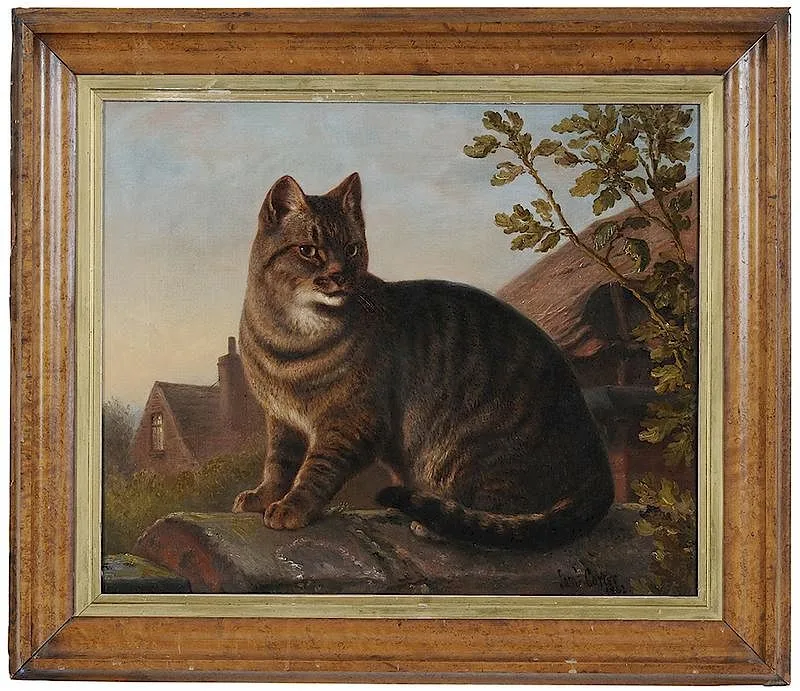 Samuel John Carter, Mr. Dutchman's Cat on a Garden Wall, 1889, oil on canvas