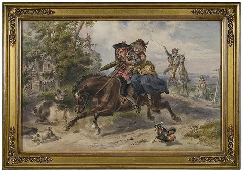 F. O. C. Darley, The Chase, watercolor on paper
