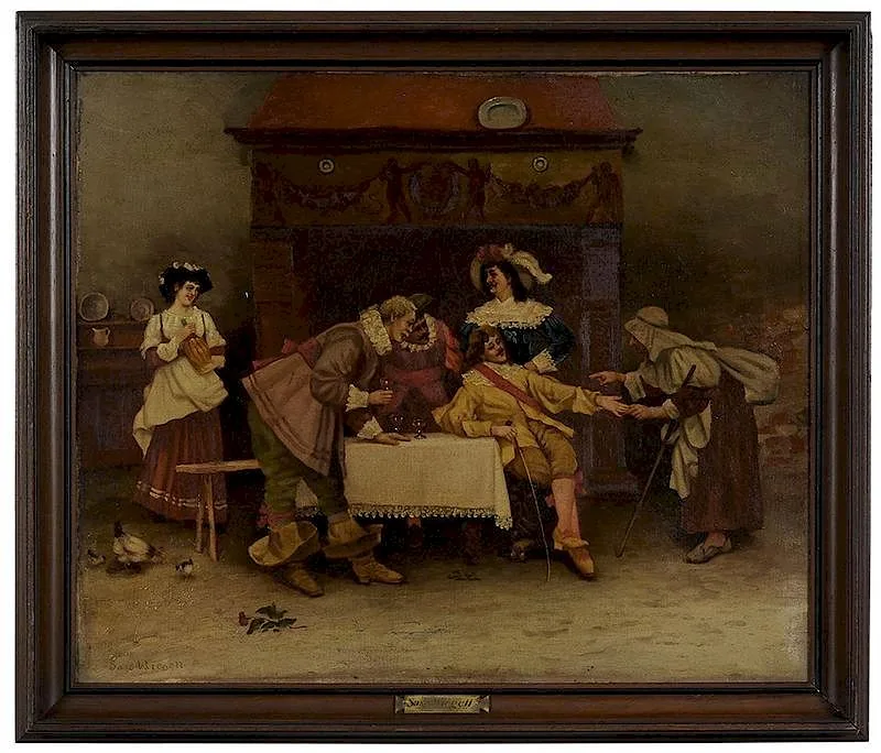 Saxo Vilhelm Wiegell, Merry Cavaliers, oil on canvas