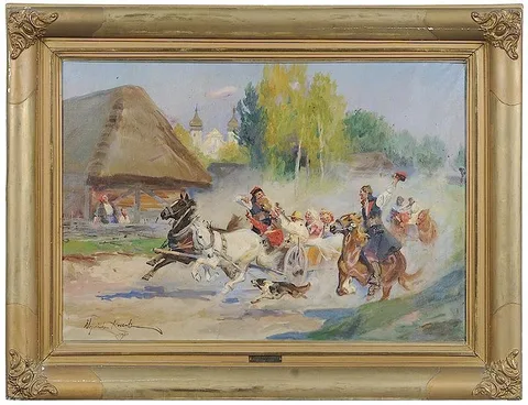 Wojciech Kossak, The Wedding Party, oil on canvas
