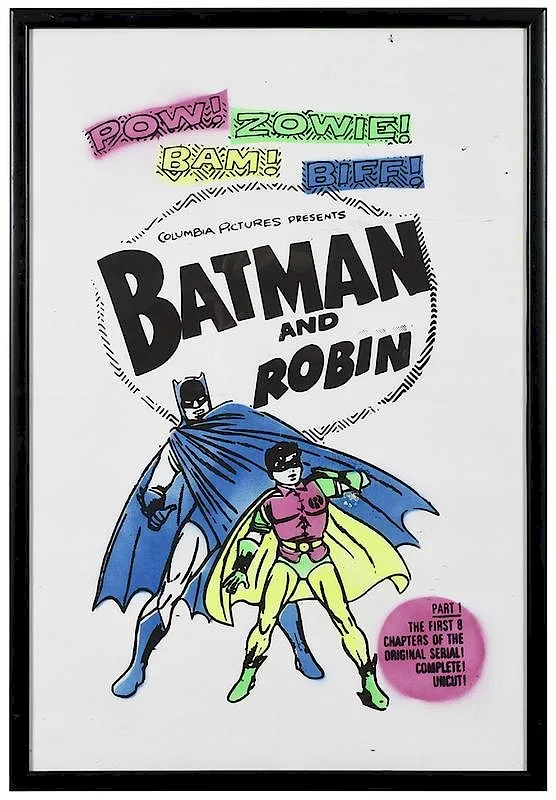 Batman and Robin, one sheet serial reissue, mixed media