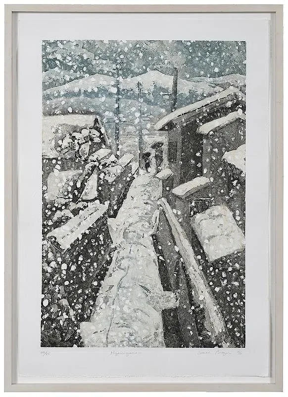 Sarah Brayer, Higashiyama, aquatint on fibrous Chine colle paper