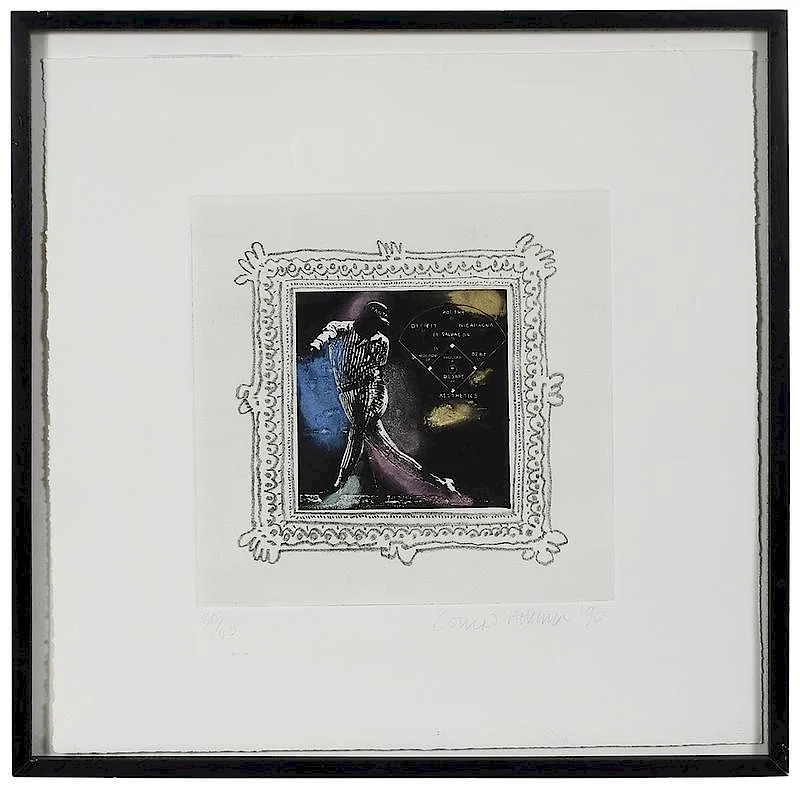 Baseball Series, No. 2 by Conrad Atkinson, 1990, etching with hand coloring, sold May 2018