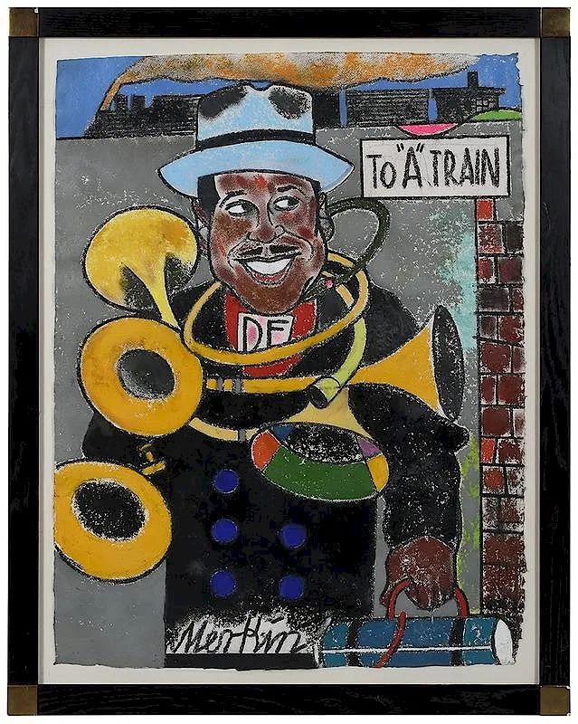 Richard Merkin, Duke Ellington, pastel and oil crayon on paper