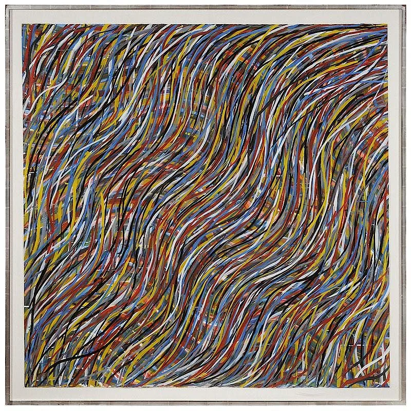 Wavy Brushstrokes by Sol LeWitt, 1995, gouache on heavy paper, sold May 2018