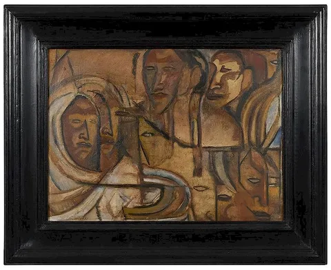 A Meeting of the Elders by Marjorie Eaton, 1931, oil on paper board, offered May 2018