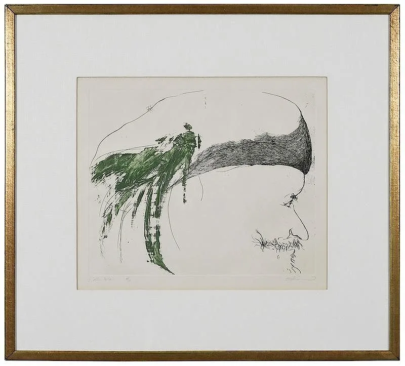 S. della Bella by Leonard Baskin, color etching on cream paper, sold May 2018