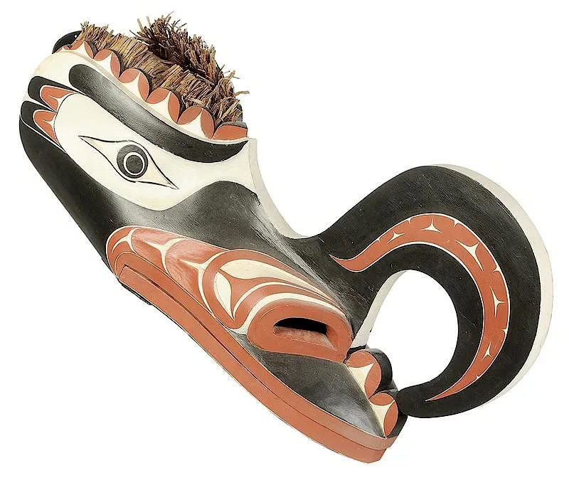 George David, Hamatsa Mask, 1981, carved and polychromed cedar