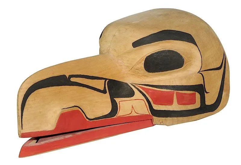 Raven Mask by George David, carved polychromed wood, sold May 2018