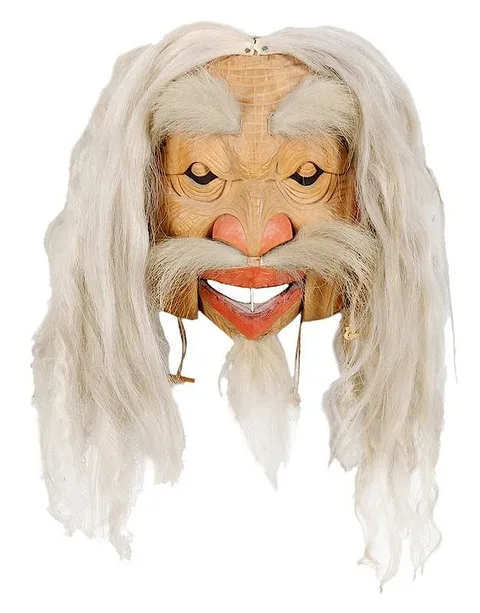 Duane Pasco, Old Man Mask, carved and polychromed alder
