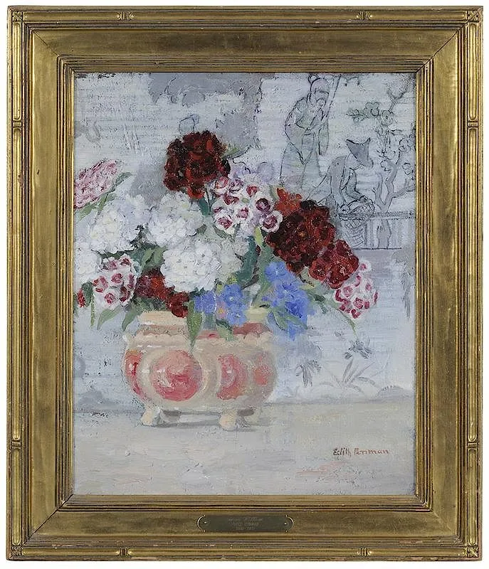 Edith Penman, Sweet Williams, oil on canvas
