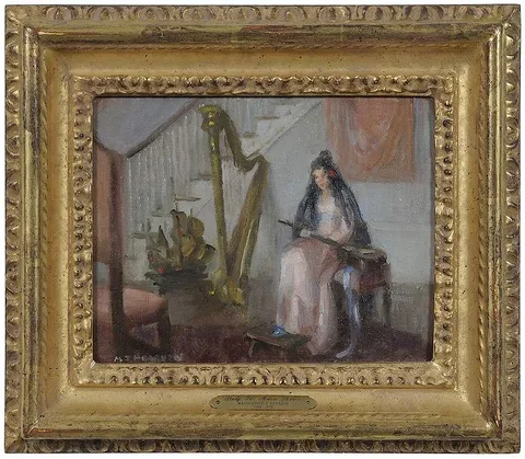 Marguerite Stuber Pearson, The Music Room - Oil Study, oil on canvas board