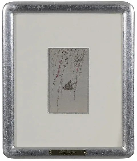 Fidelia Bridges, Birds Playing, not apparently signed, watercolor on paper