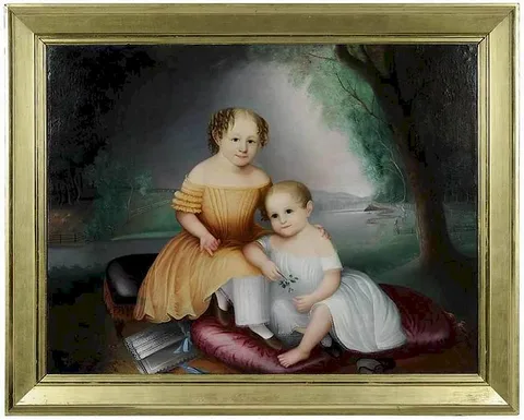 James Hope, Children in a landscape, oil on canvas