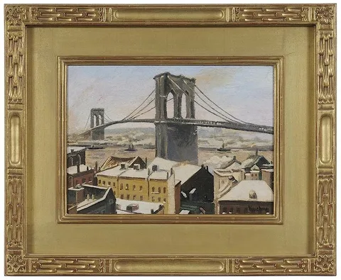 Max Kuehne, The Brooklyn Bridge in Winter, oil on board