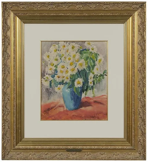 Nellie Augusta Knopf, Daisies, watercolor on paper