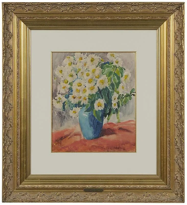 Nellie Augusta Knopf, Daisies, watercolor on paper