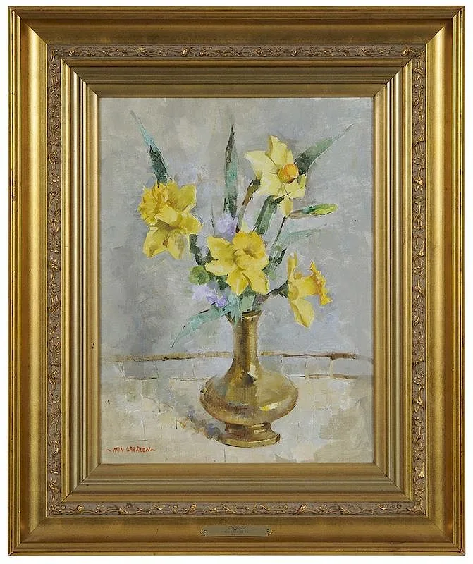Nan Greacen, Daffodils, oil on canvas board