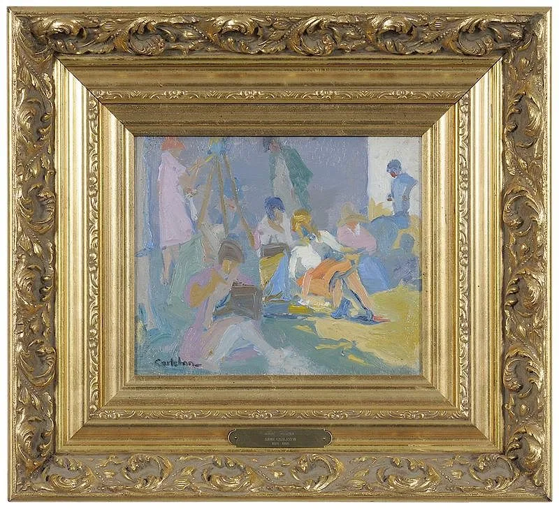 Art Class by Anne W. Carleton, oil on fiberboard, sold Mar 2018