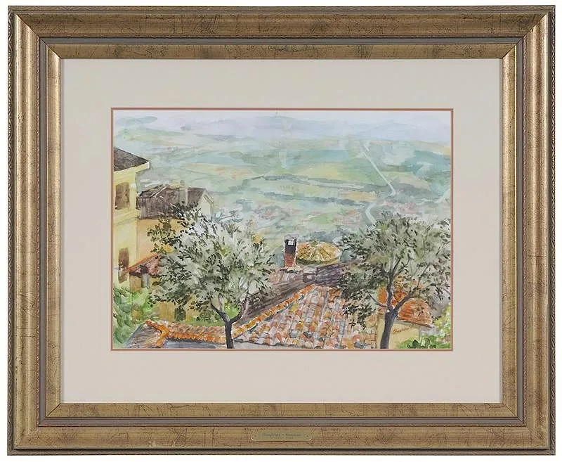 Catherine Burnes Liles, Rooftops, Cortona, watercolor on paper