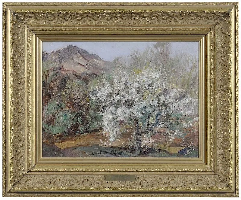 Bertha Menzler-Peyton, Apple Blossoms, oil on board