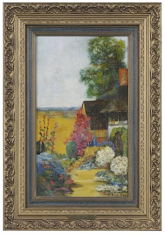 Mabelle Alcott Hunt, The Garden, oil on artist board