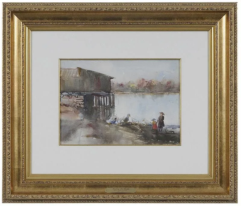 Feeding Ducks by Mary Helen Potter, watercolor on paper, sold Mar 2018