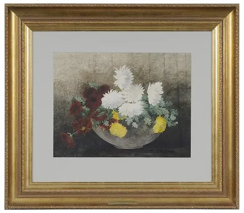 Ellen Robbins, Chrysanthemums, 1974, watercolor on board
