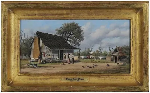 William Aiken Walker, Cabin Scene, oil on board