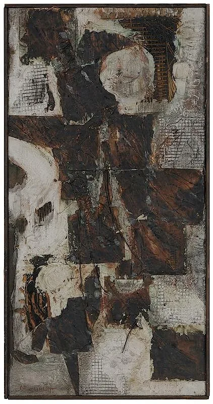Carl Sublett, Of the Medici #2, mixed media with collage on carved woodblock panel