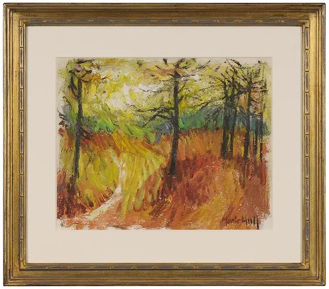 Marie Atkinson Hull, Autumn Landscape, oil on paper