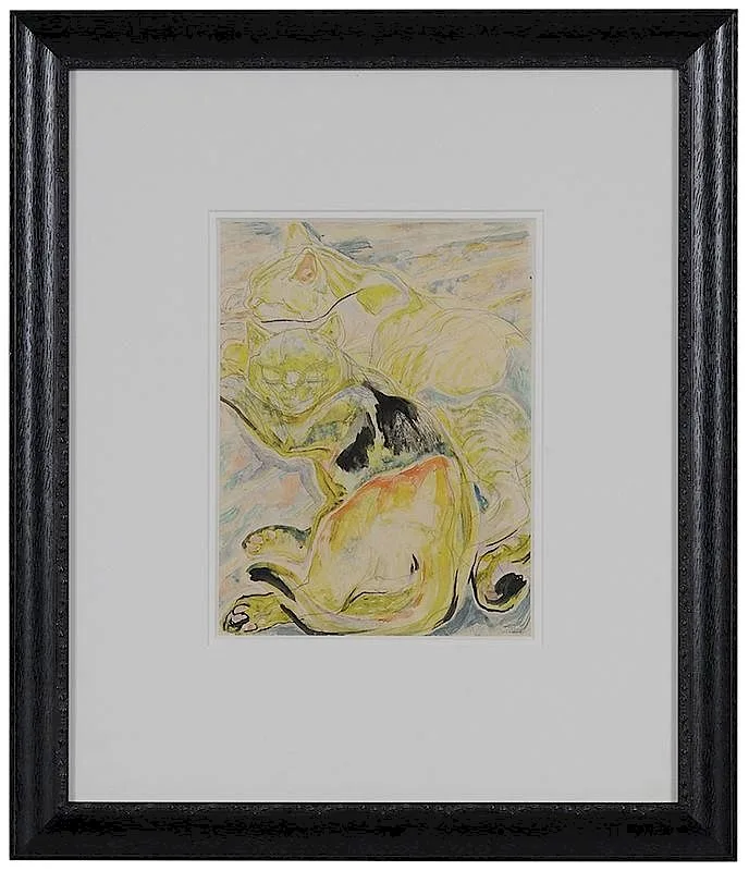 Cats by Walter Inglis Anderson, watercolor and pencil on paper, sold Mar 2018