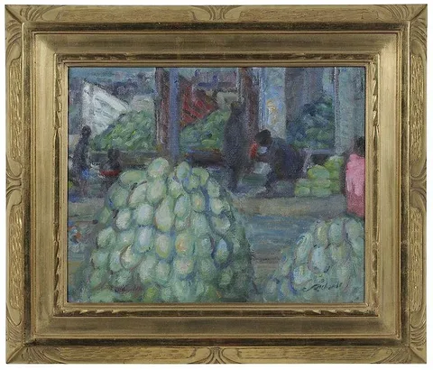 Charles Whitfield Richards, New Orleans Market, oil on canvas