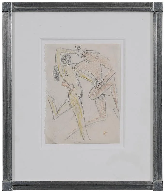 Wilhelm Hunt Diedrich, Dancing with the Devil, crayon on cream paper