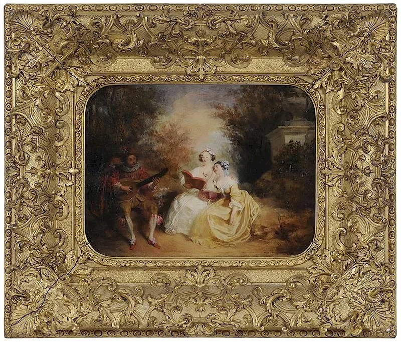 Emile Wattier, La leçon de chant, oil on panel