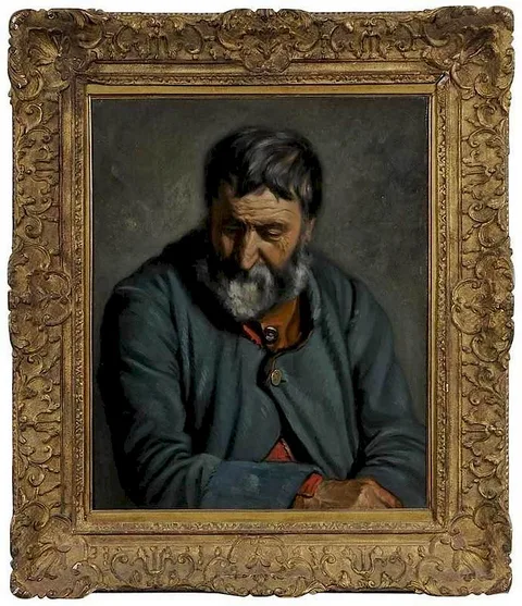 Gustave Courbet, Portrait of an Older Man in Blue Jacket, oil on canvas