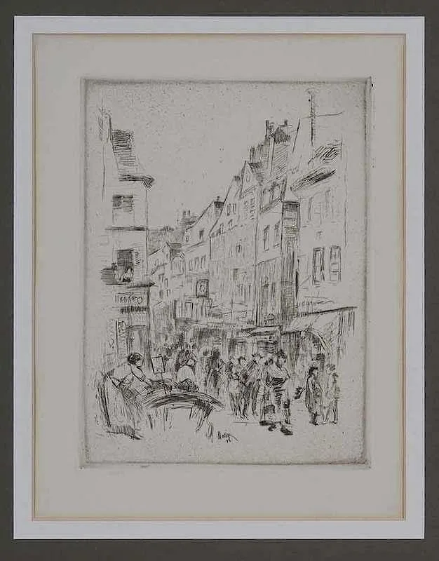 Rue Mouffetard by John Marin, 1906, etching on cream paper, sold Jan 2018