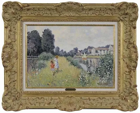 Promenade sur les bords du Loing by Maurice Lemaître, oil on canvas, sold Jan 2018