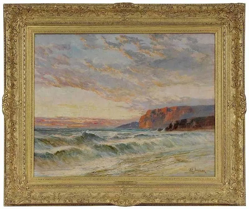 Frances E Jamieson, Sunset off the Coast, oil on canvas