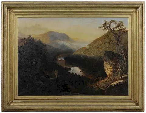 Hudson River School, Ohio River Landscape, oil on canvas