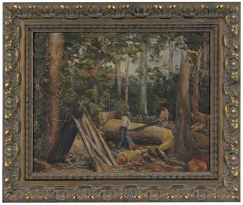 M.V. Cedeño, Loggers, oil on canvas