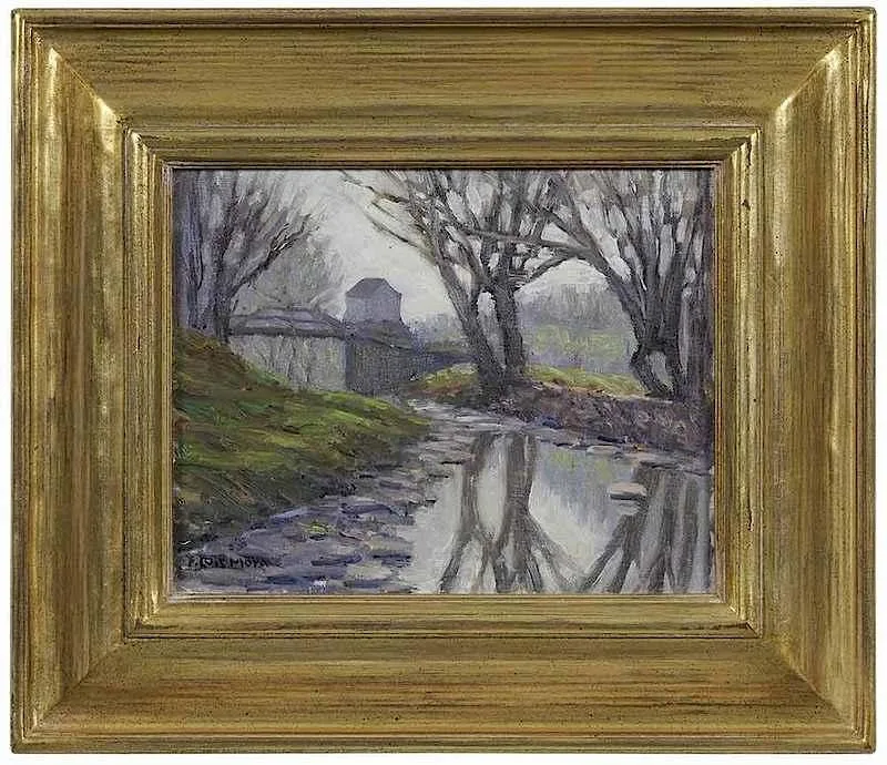 River Sketch by Francis Luis Mora, oil on canvas laid on board, sold Jan 2018