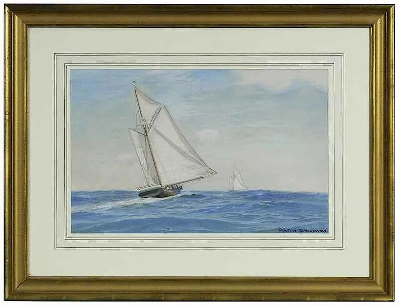 Warren Sheppard, Yachting, gouache over pencil on card