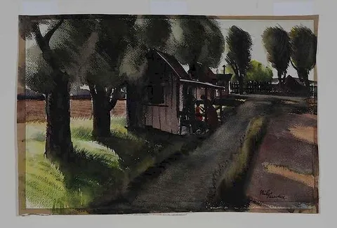 Phil Paradise, Former Slave Quarters, Mississippi, watercolor on paper